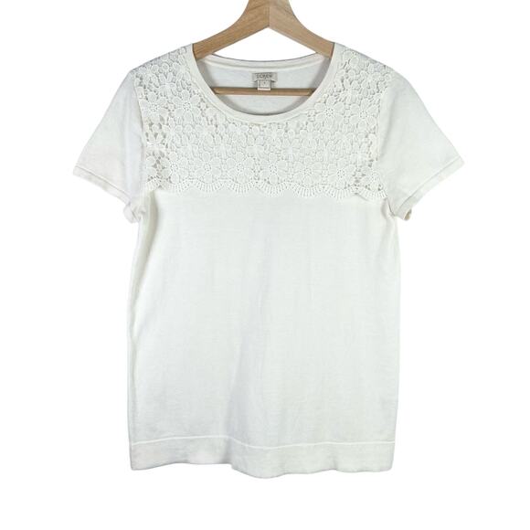 J. Crew Crochet Lace Knit Short Sleeve Top S - Picture 1 of 7